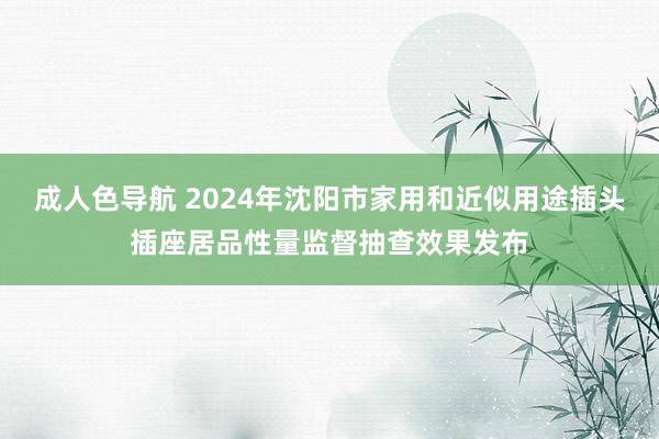 成人色导航 2024年沈阳市家用和近似用途插头插座居品性量监督抽查效果发布