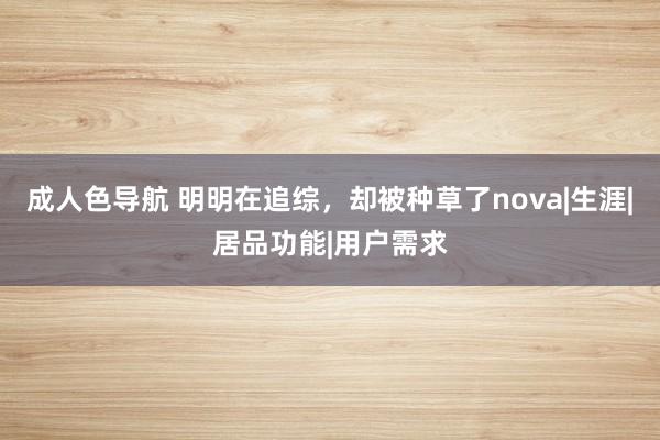 成人色导航 明明在追综，却被种草了nova|生涯|居品功能|用户需求