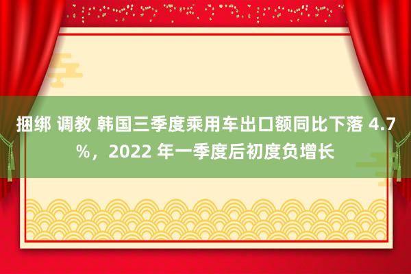 捆绑 调教 韩国三季度乘用车出口额同比下落 4.7%，2022 年一季度后初度负增长