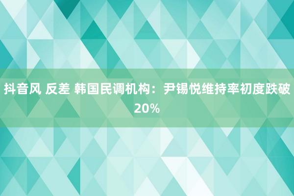 抖音风 反差 韩国民调机构：尹锡悦维持率初度跌破20%